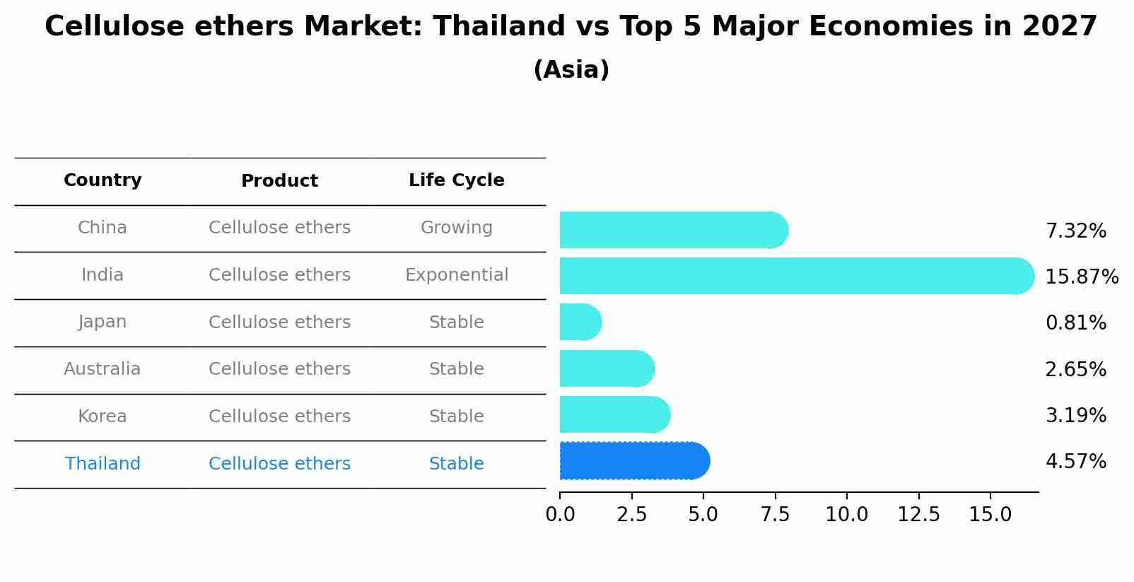 Cellulose ethers Market: Thailand vs Top 5 Major Economies in 2027 (Asia)