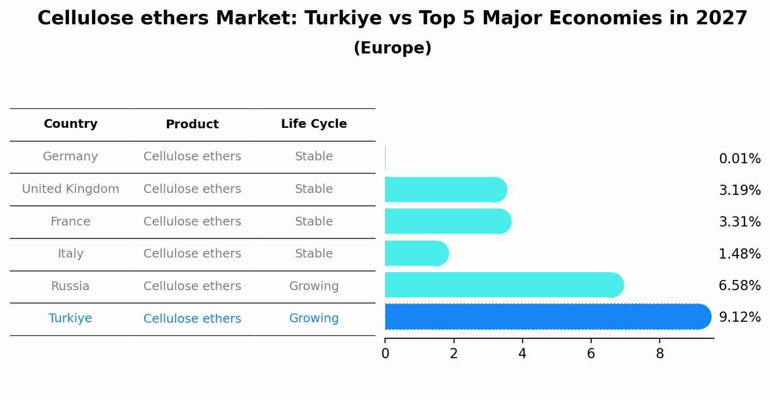 Cellulose ethers Market: Turkiye vs Top 5 Major Economies in 2027 (Europe)