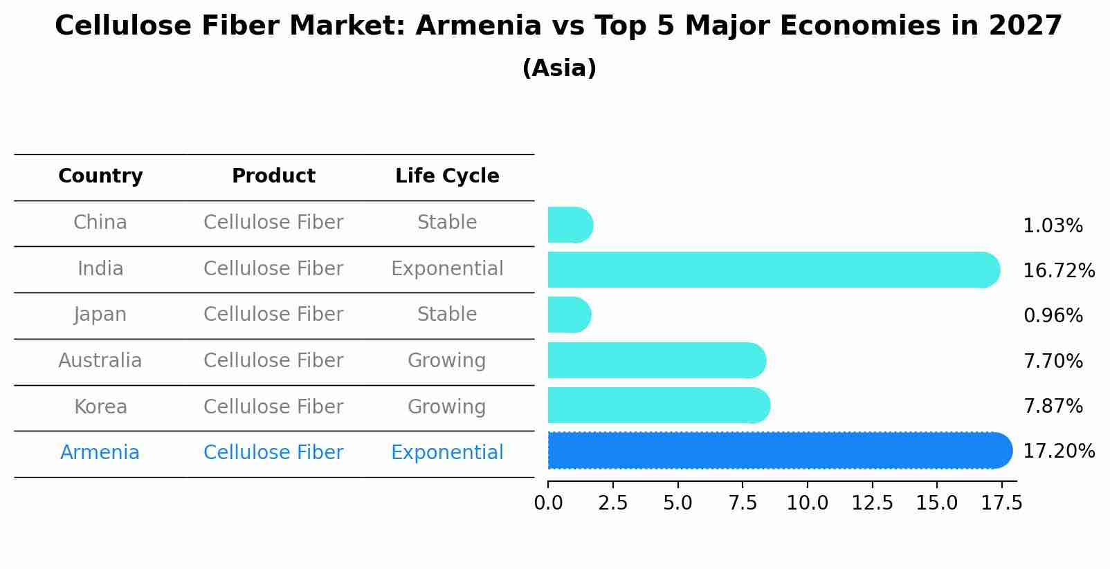 Cellulose Fiber Market: Armenia vs Top 5 Major Economies in 2027 (Asia)