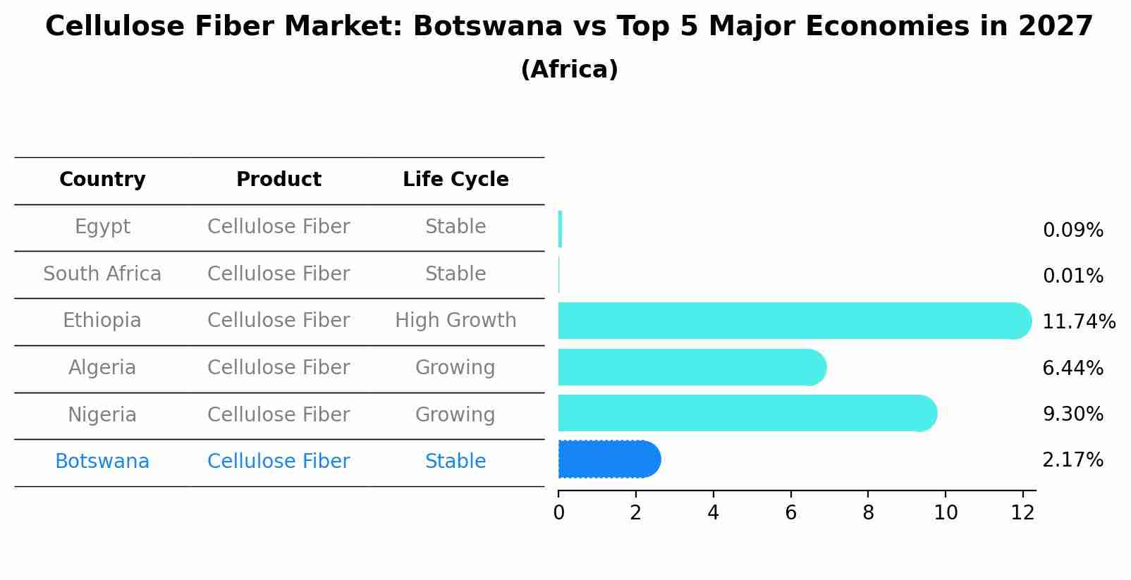 Cellulose Fiber Market: Botswana vs Top 5 Major Economies in 2027 (Africa)