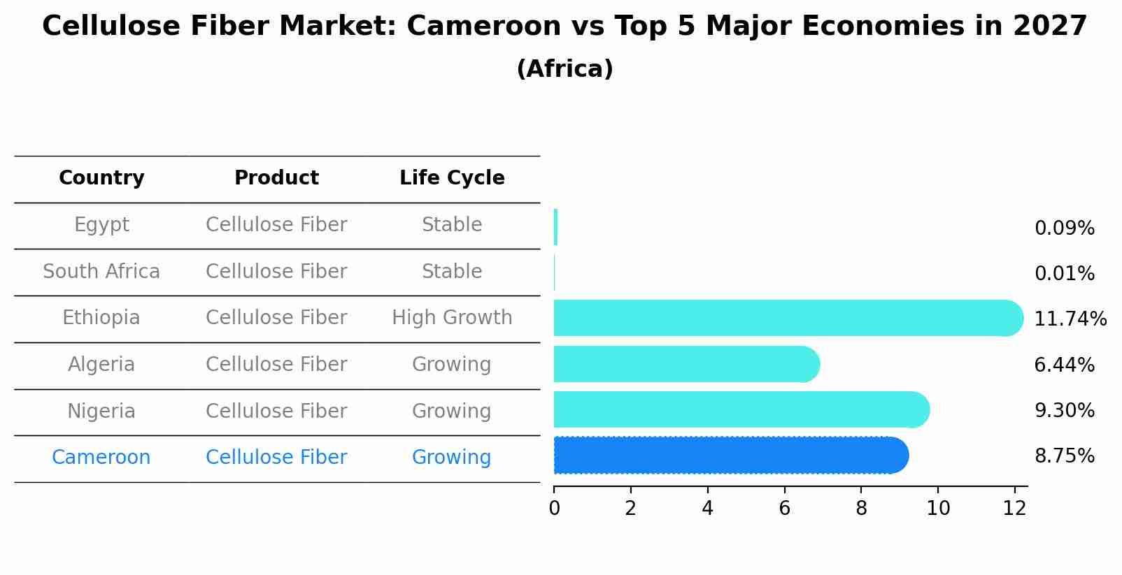 Cellulose Fiber Market: Cameroon vs Top 5 Major Economies in 2027 (Africa)