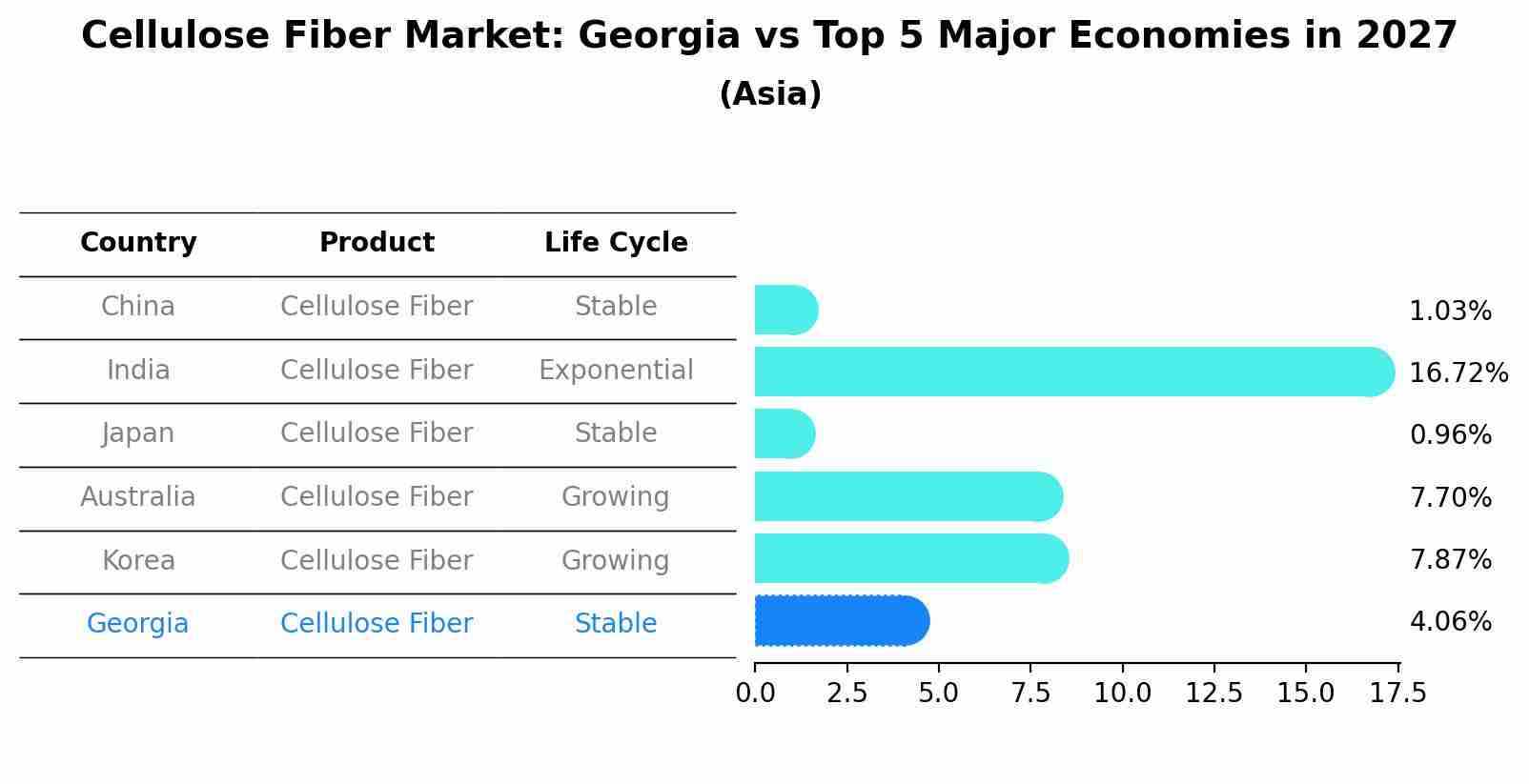 Cellulose Fiber Market: Georgia vs Top 5 Major Economies in 2027 (Asia)
