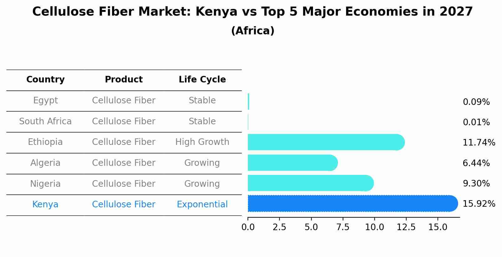 Cellulose Fiber Market: Kenya vs Top 5 Major Economies in 2027 (Africa)