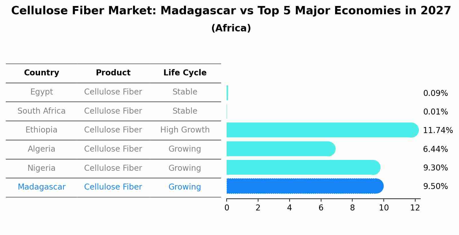 Cellulose Fiber Market: Madagascar vs Top 5 Major Economies in 2027 (Africa)