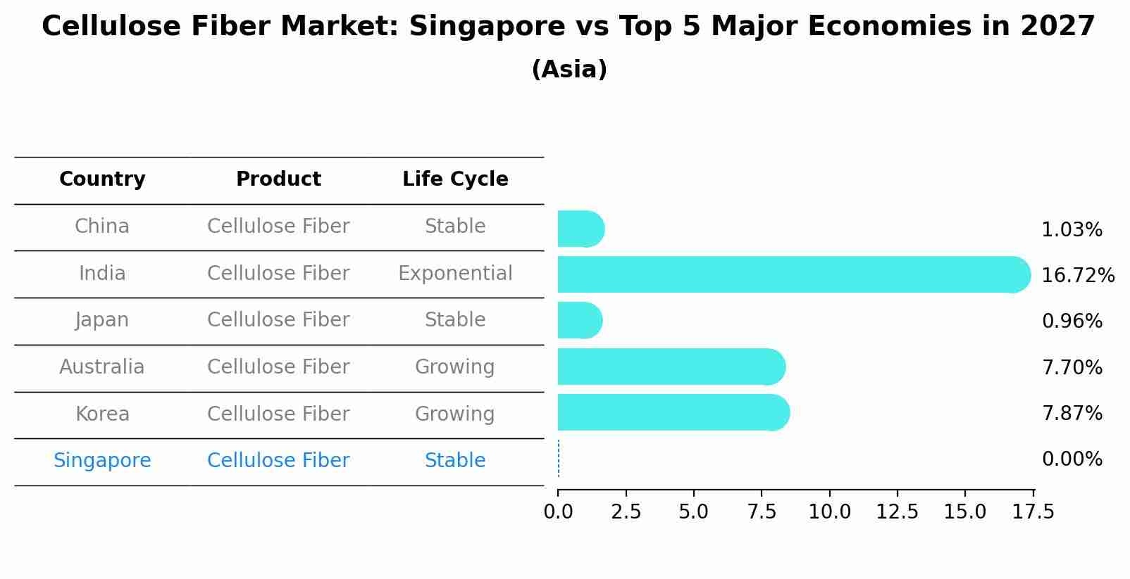 Cellulose Fiber Market: Singapore vs Top 5 Major Economies in 2027 (Asia)
