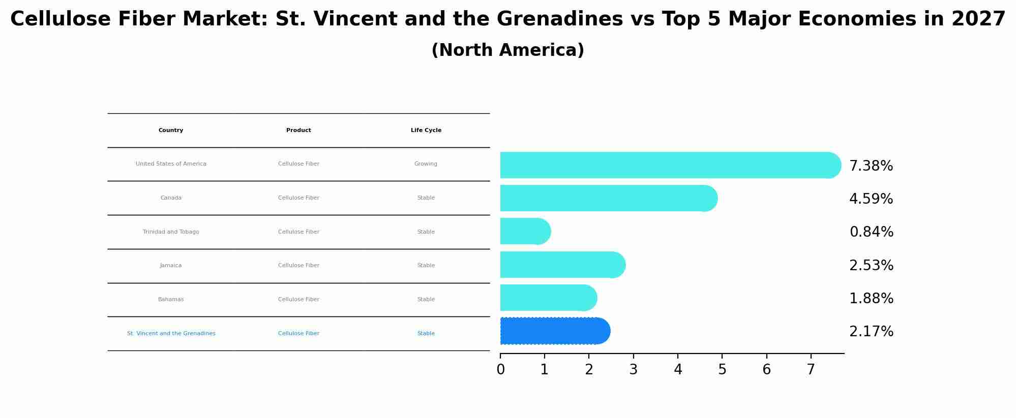 Cellulose Fiber Market: St. Vincent and the Grenadines vs Top 5 Major Economies in 2027 (North America)