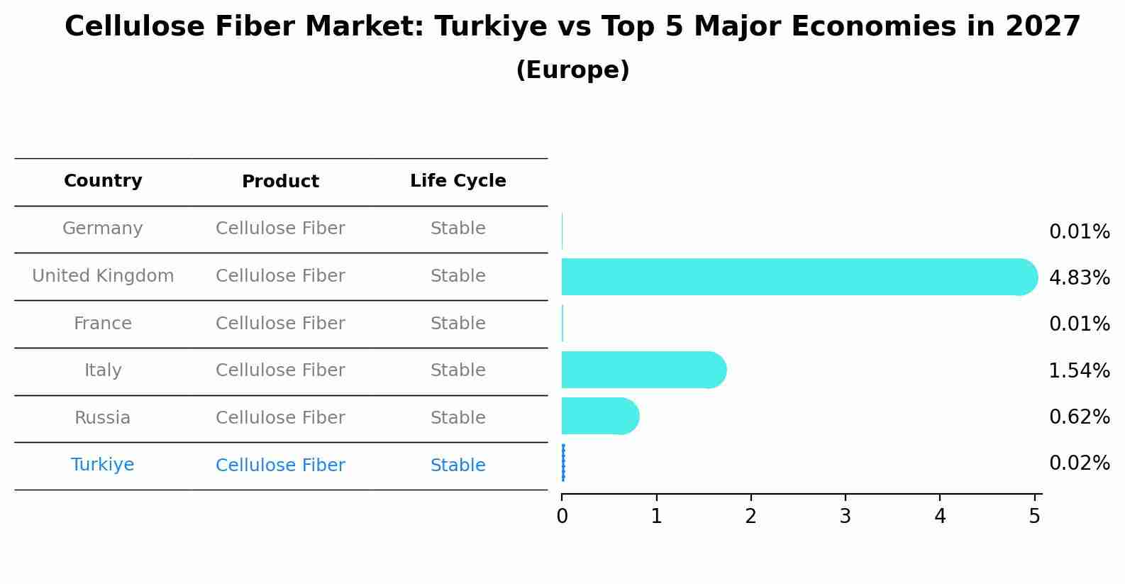Cellulose Fiber Market: Turkiye vs Top 5 Major Economies in 2027 (Europe)