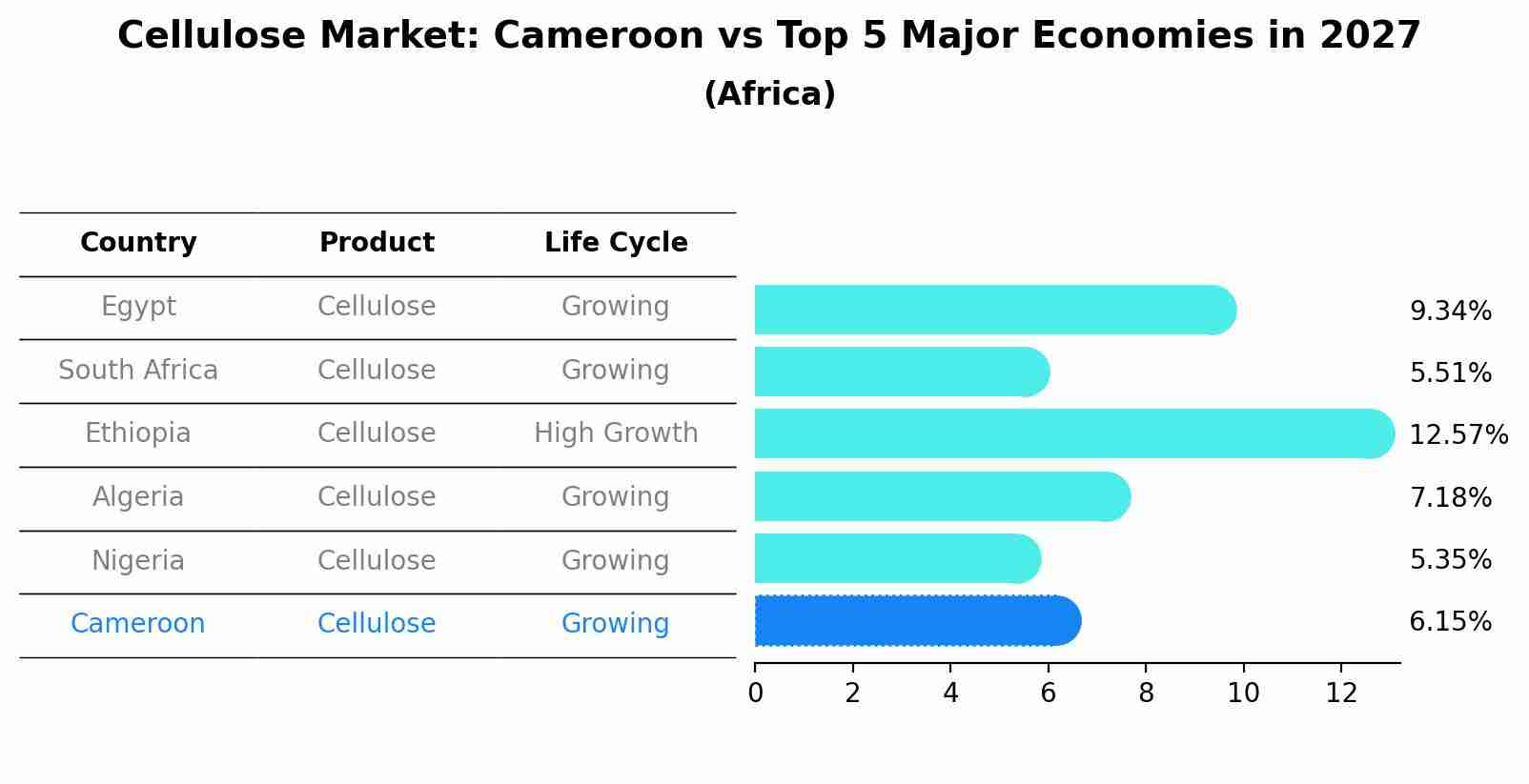 Cellulose Market: Cameroon vs Top 5 Major Economies in 2027 (Africa)