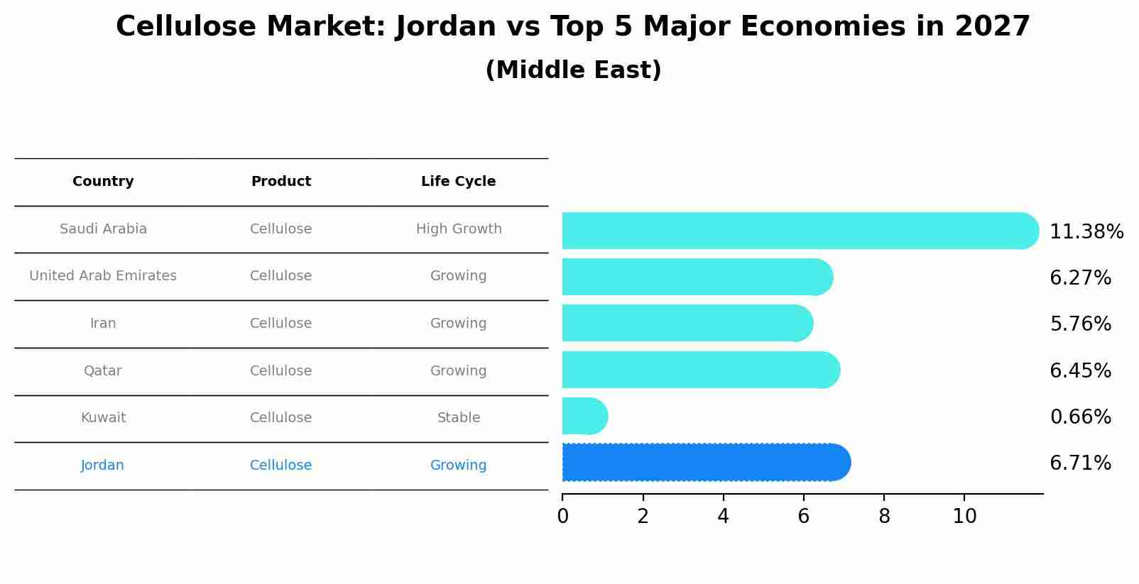 Cellulose Market: Jordan vs Top 5 Major Economies in 2027 (Middle East)