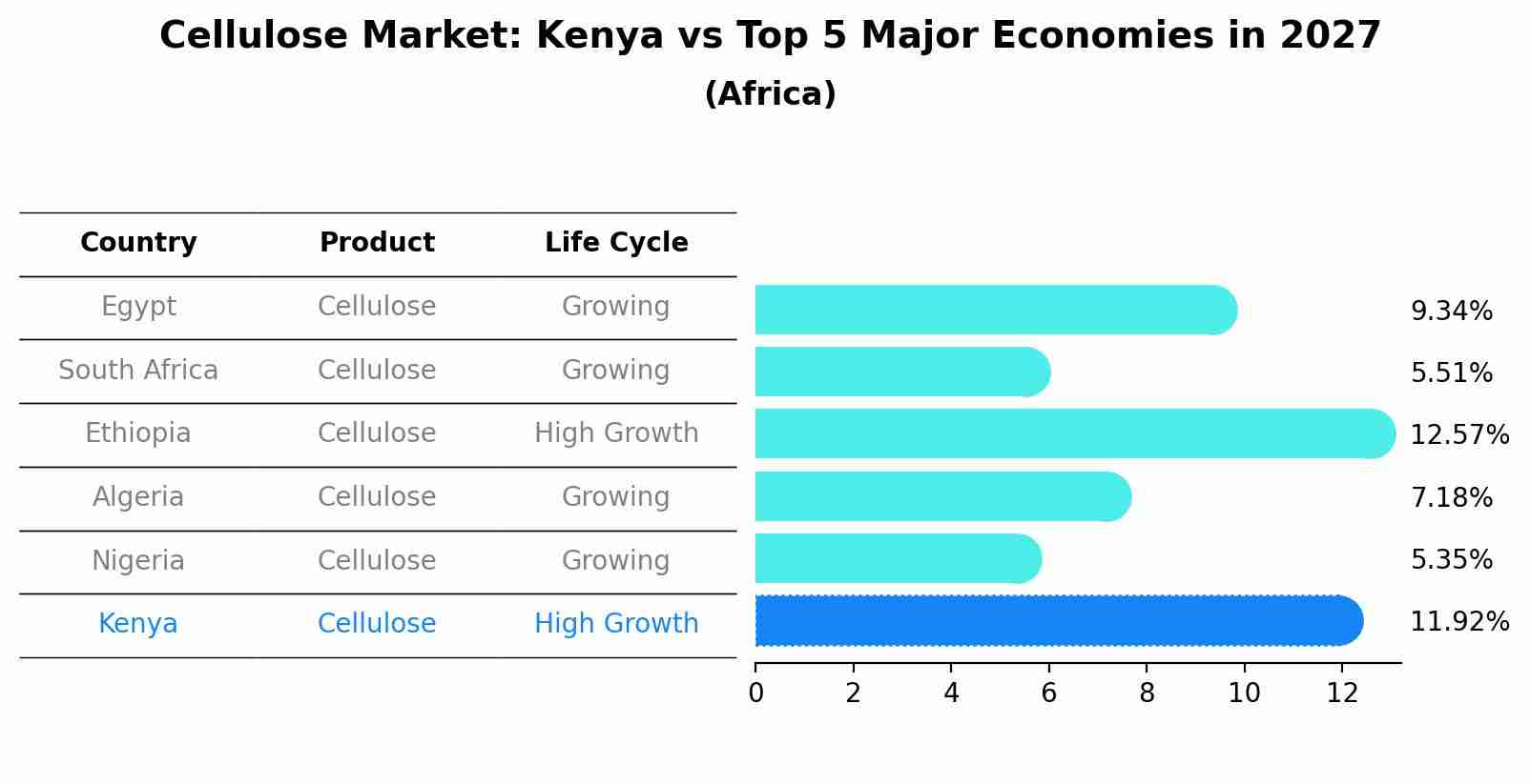 Cellulose Market: Kenya vs Top 5 Major Economies in 2027 (Africa)