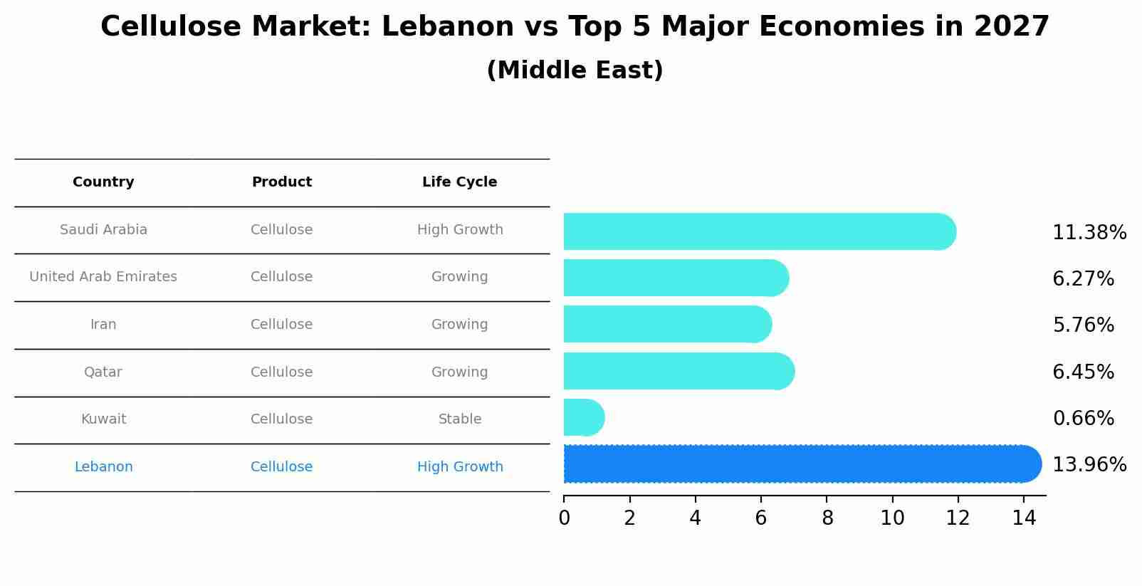 Cellulose Market: Lebanon vs Top 5 Major Economies in 2027 (Middle East)