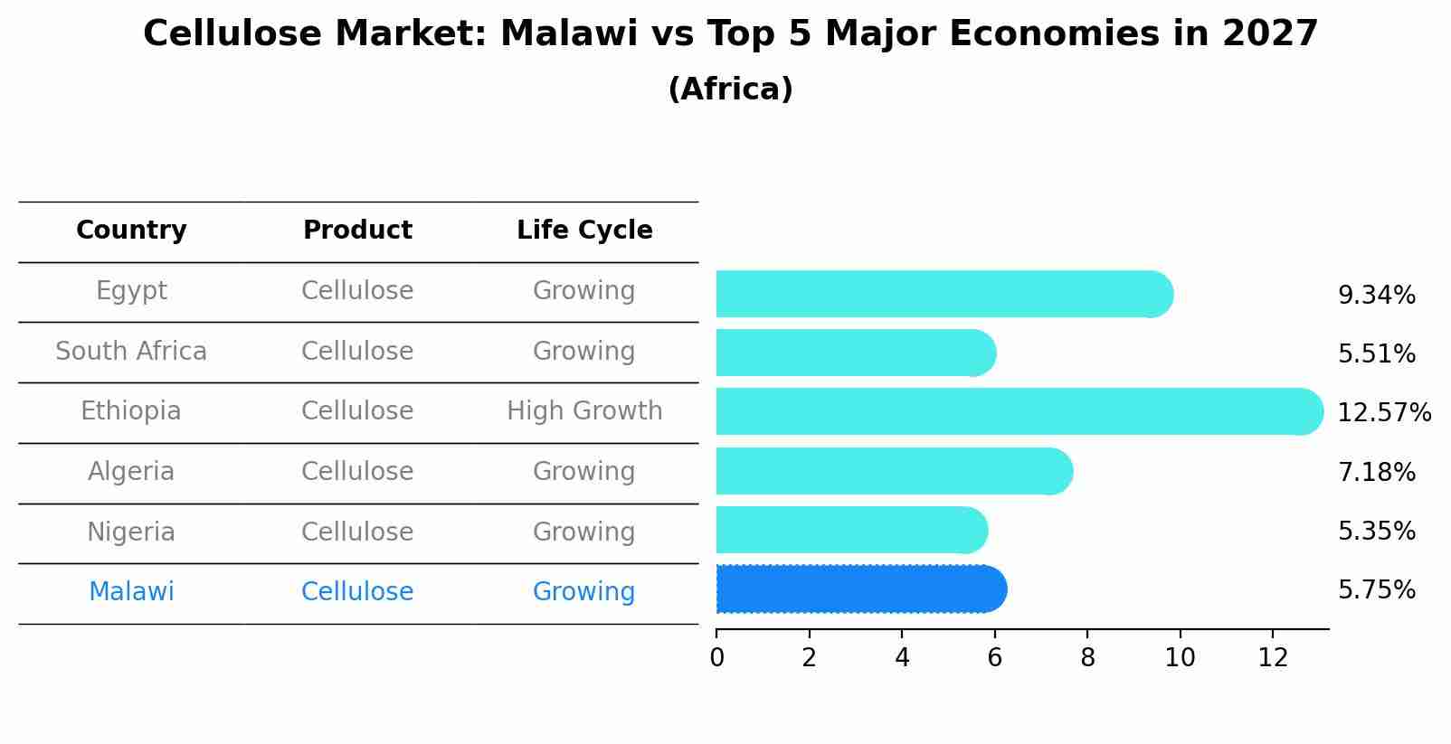 Cellulose Market: Malawi vs Top 5 Major Economies in 2027 (Africa)