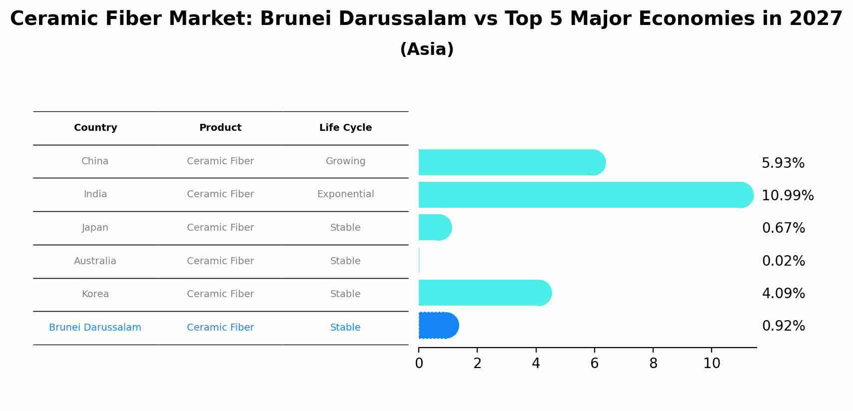Ceramic Fiber Market: Brunei Darussalam vs Top 5 Major Economies in 2027 (Asia)