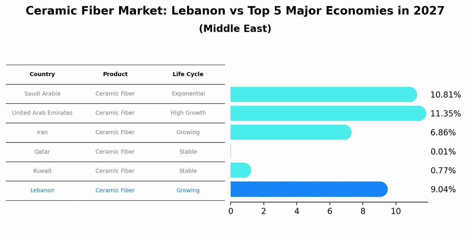 Ceramic Fiber Market: Lebanon vs Top 5 Major Economies in 2027 (Middle East)
