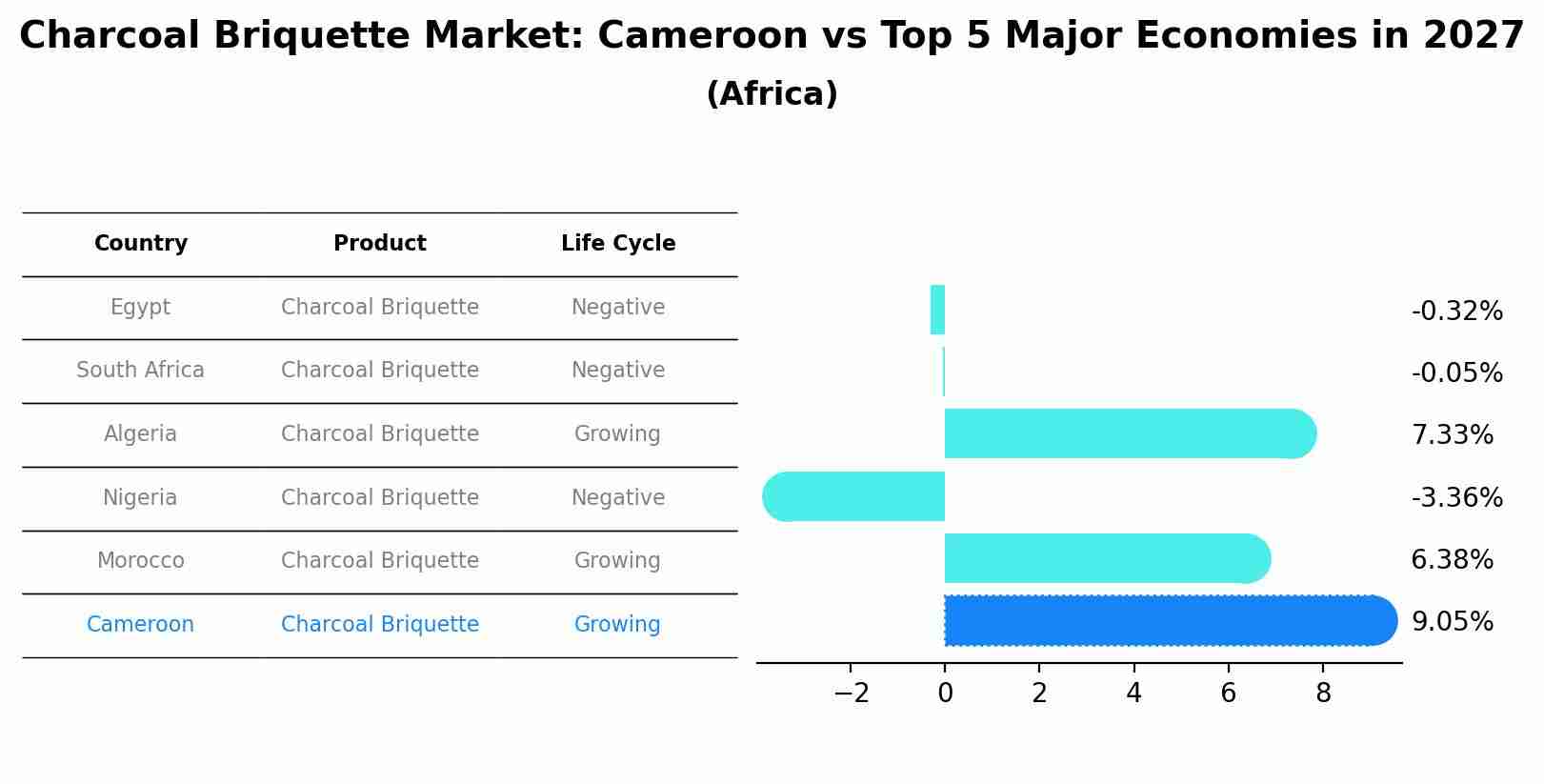 Charcoal Briquette Market: Cameroon vs Top 5 Major Economies in 2027 (Africa)