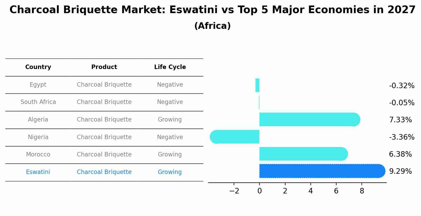Charcoal Briquette Market: Eswatini vs Top 5 Major Economies in 2027 (Africa)