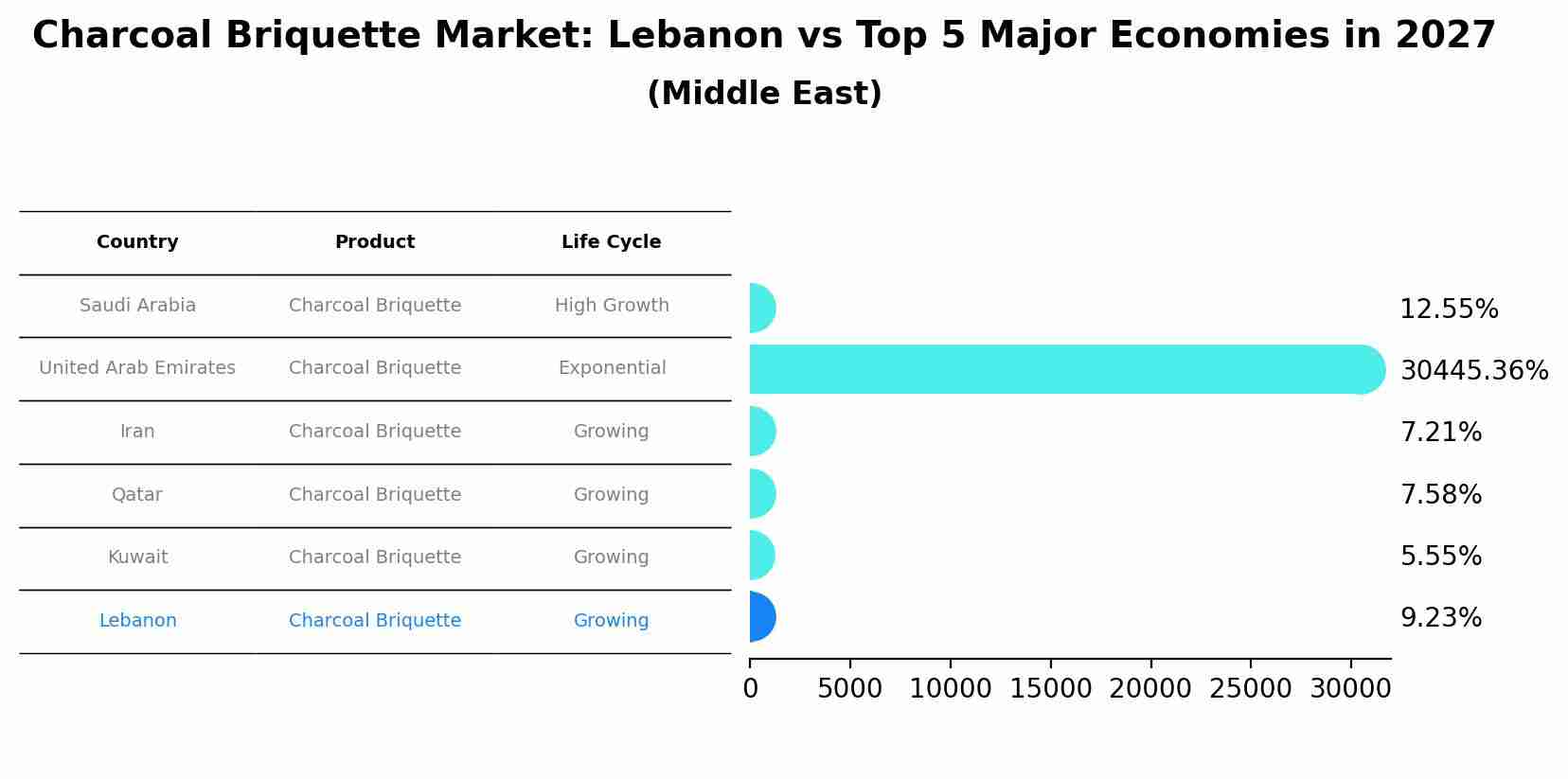 Charcoal Briquette Market: Lebanon vs Top 5 Major Economies in 2027 (Middle East)