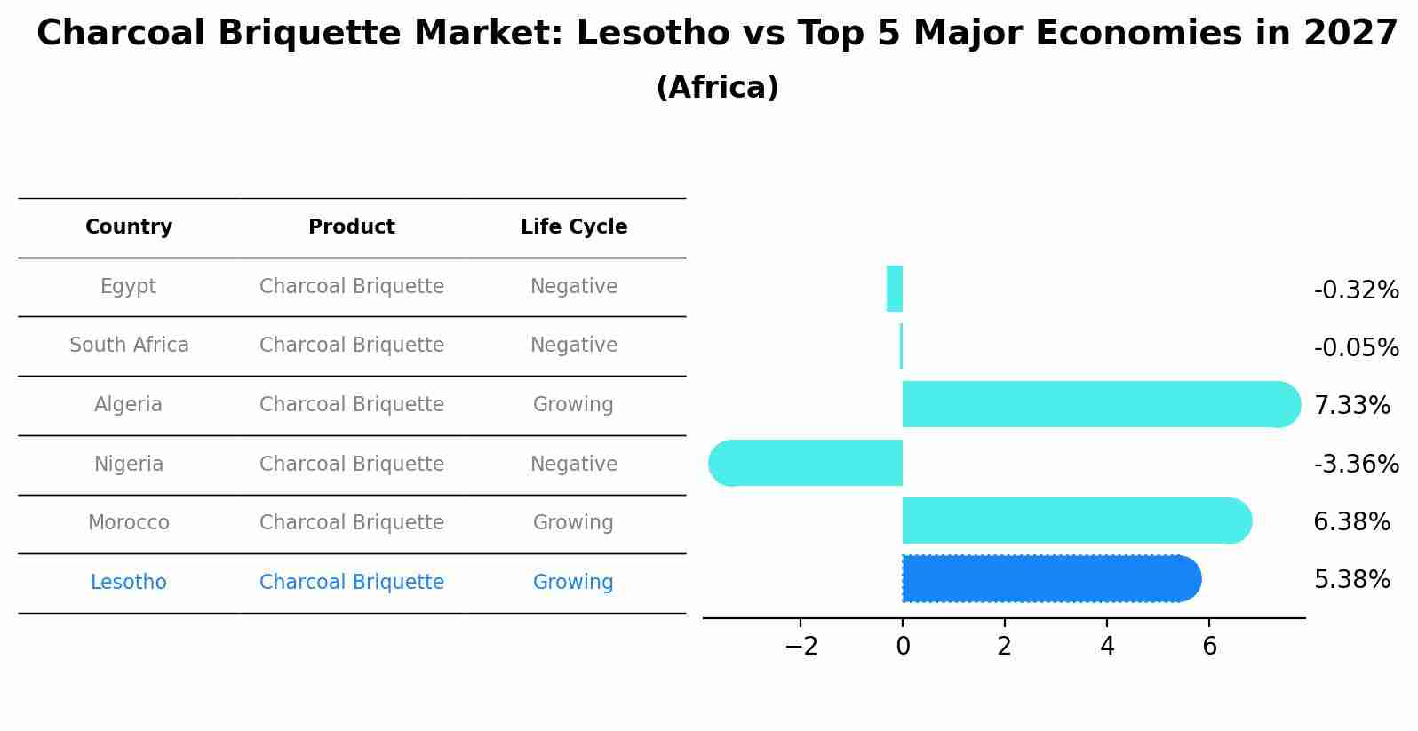 Charcoal Briquette Market: Lesotho vs Top 5 Major Economies in 2027 (Africa)