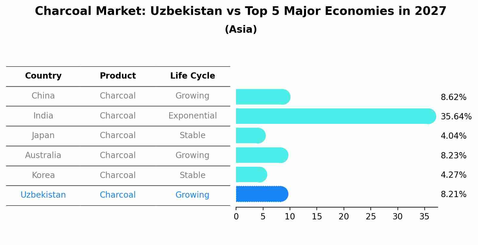 Charcoal Market: Uzbekistan vs Top 5 Major Economies in 2027 (Asia)