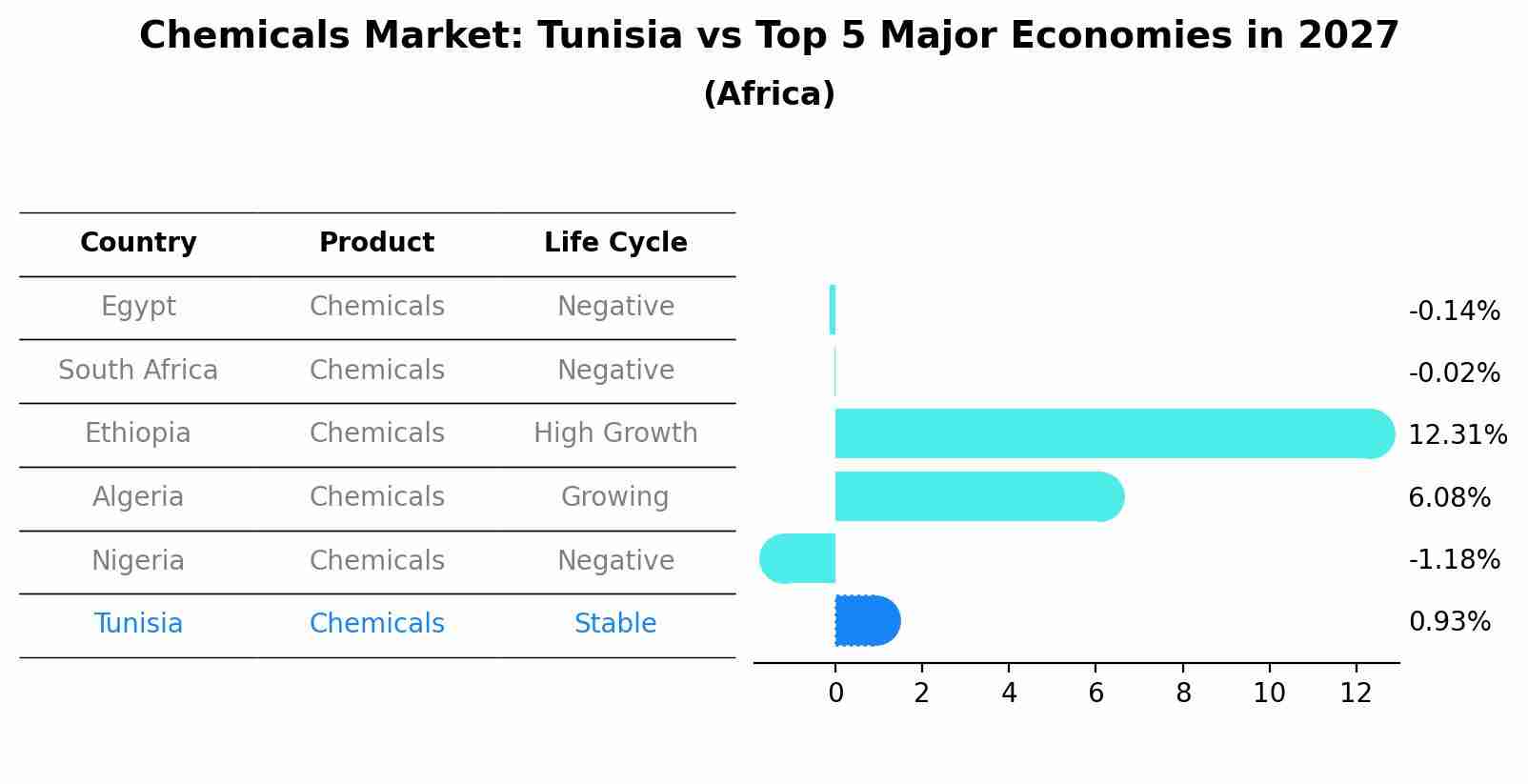 Chemicals Market: Tunisia vs Top 5 Major Economies in 2027 (Africa)