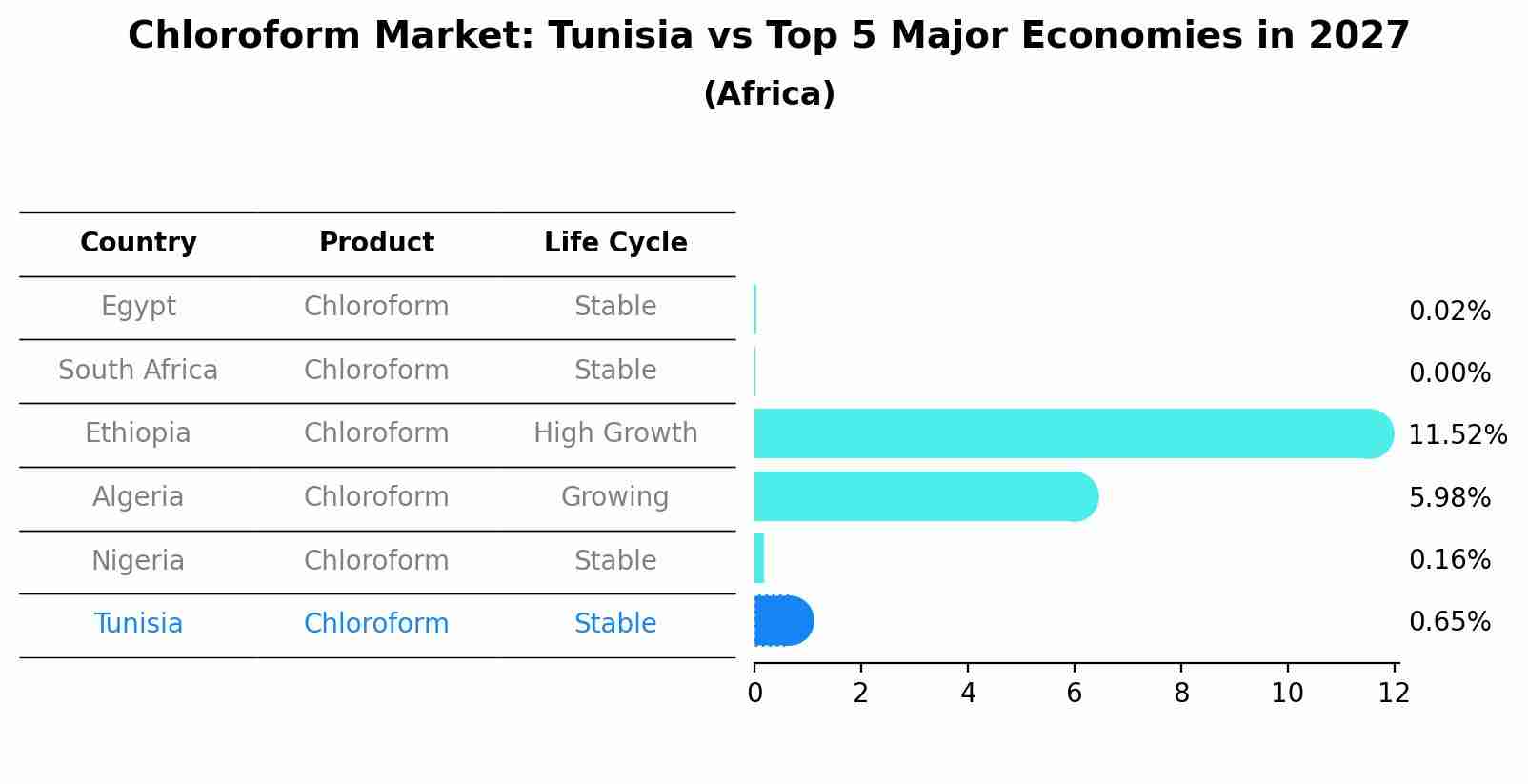 Chloroform Market: Tunisia vs Top 5 Major Economies in 2027 (Africa)