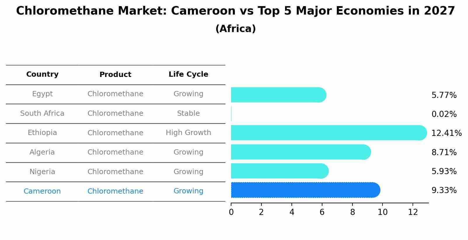 Chloromethane Market: Cameroon vs Top 5 Major Economies in 2027 (Africa)