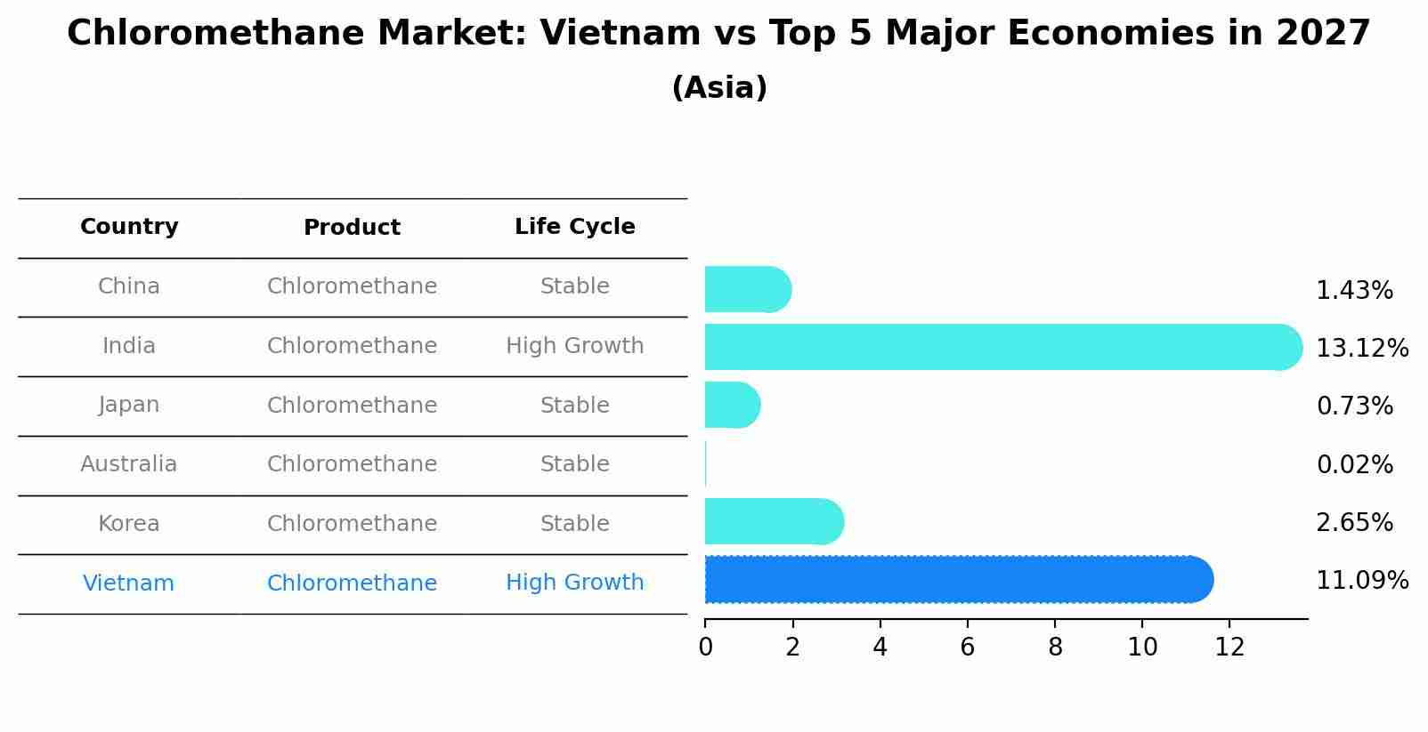 Chloromethane Market: Vietnam vs Top 5 Major Economies in 2027 (Asia)