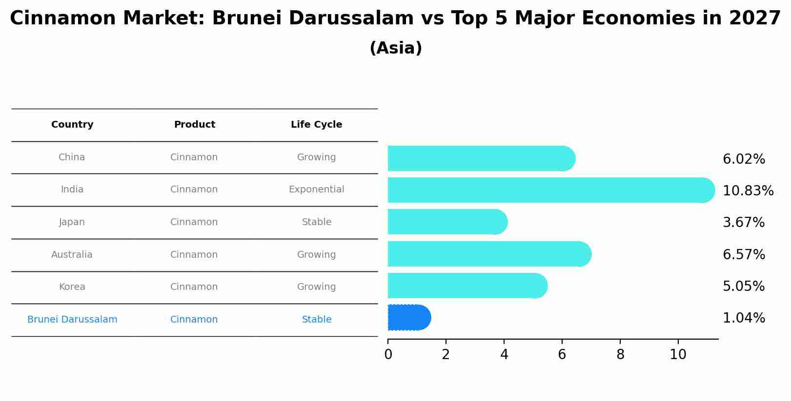 Cinnamon Market: Brunei Darussalam vs Top 5 Major Economies in 2027 (Asia)