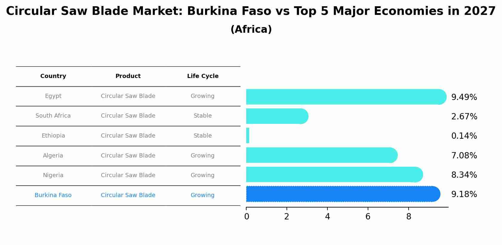 Circular Saw Blade Market: Burkina Faso vs Top 5 Major Economies in 2027 (Africa)