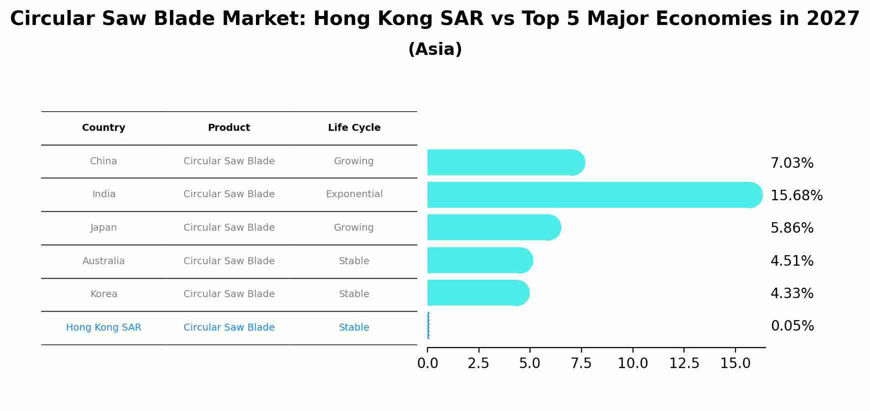 Circular Saw Blade Market: Hong Kong SAR vs Top 5 Major Economies in 2027 (Asia)