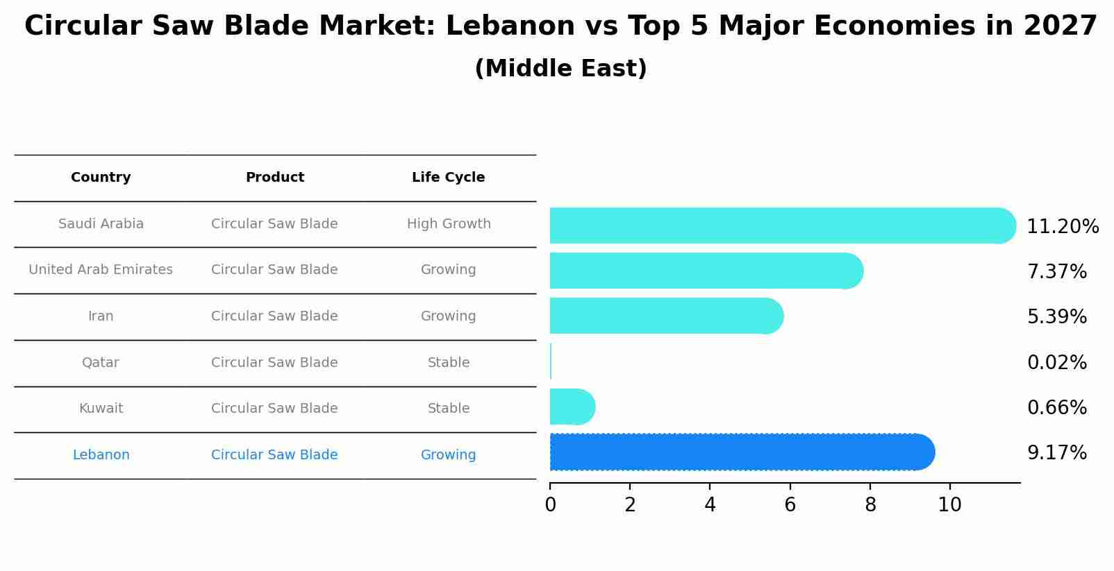 Circular Saw Blade Market: Lebanon vs Top 5 Major Economies in 2027 (Middle East)