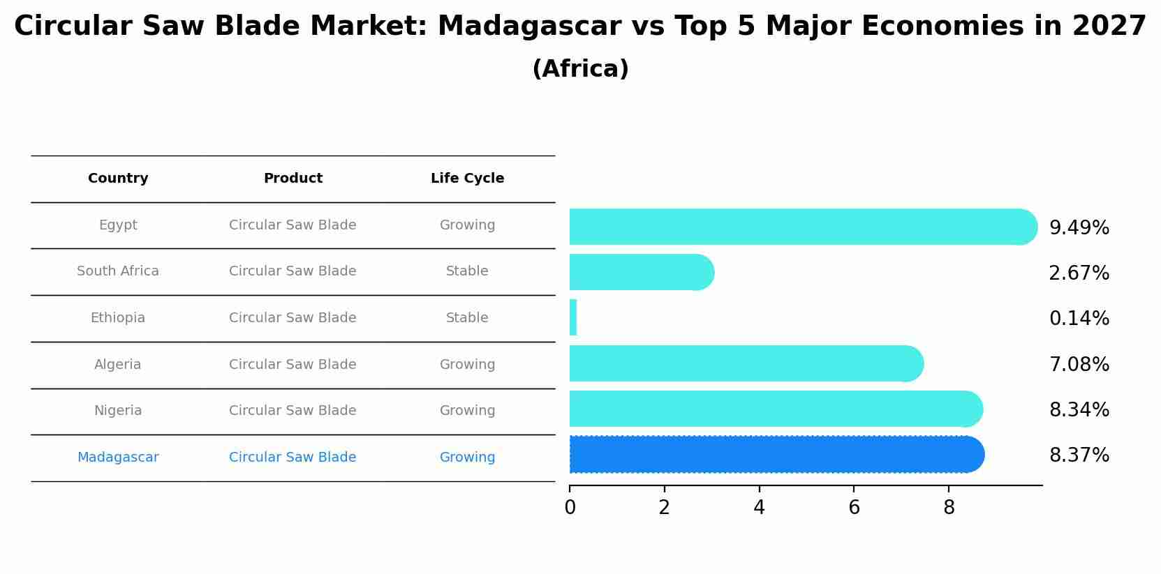 Circular Saw Blade Market: Madagascar vs Top 5 Major Economies in 2027 (Africa)
