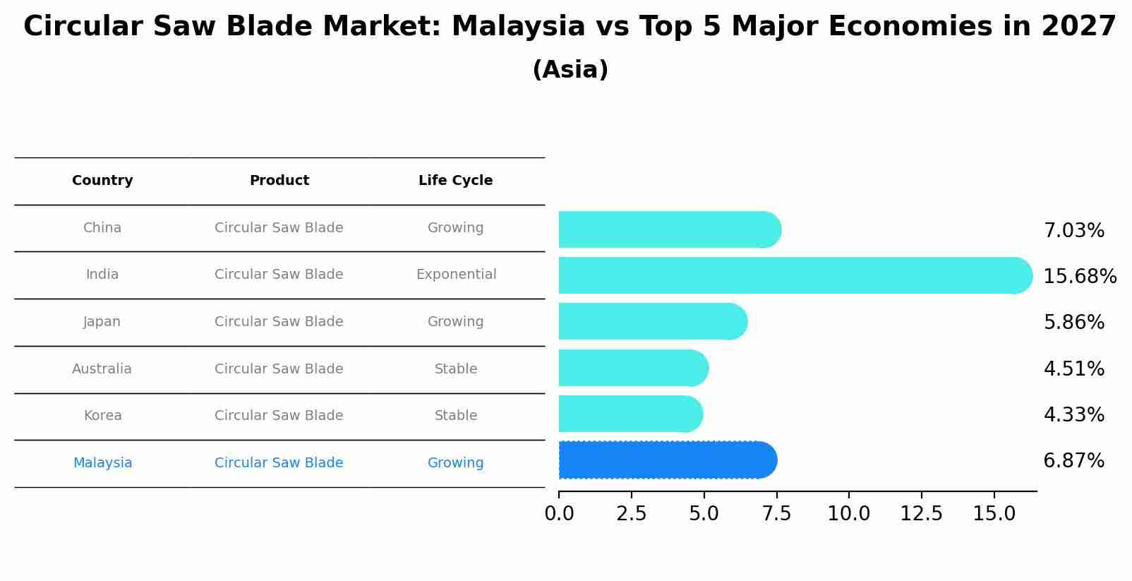 Circular Saw Blade Market: Malaysia vs Top 5 Major Economies in 2027 (Asia)