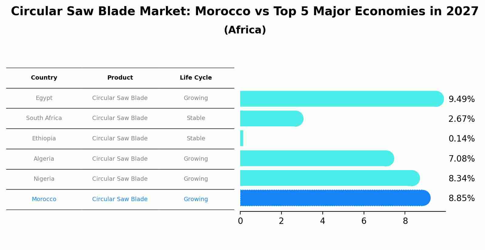 Circular Saw Blade Market: Morocco vs Top 5 Major Economies in 2027 (Africa)