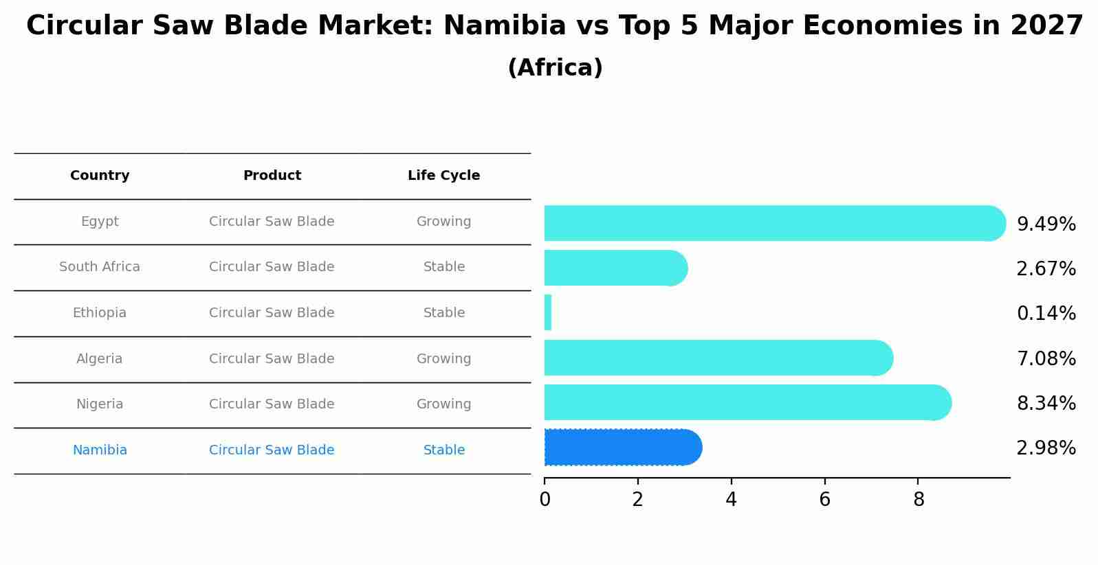 Circular Saw Blade Market: Namibia vs Top 5 Major Economies in 2027 (Africa)