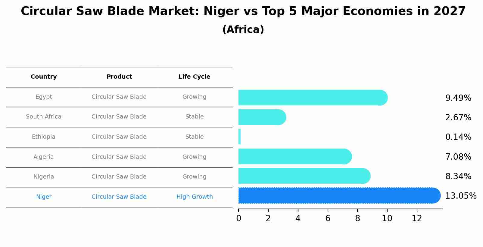 Circular Saw Blade Market: Niger vs Top 5 Major Economies in 2027 (Africa)