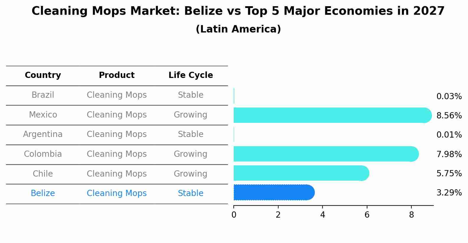Cleaning Mops Market: Belize vs Top 5 Major Economies in 2027 (Latin America)