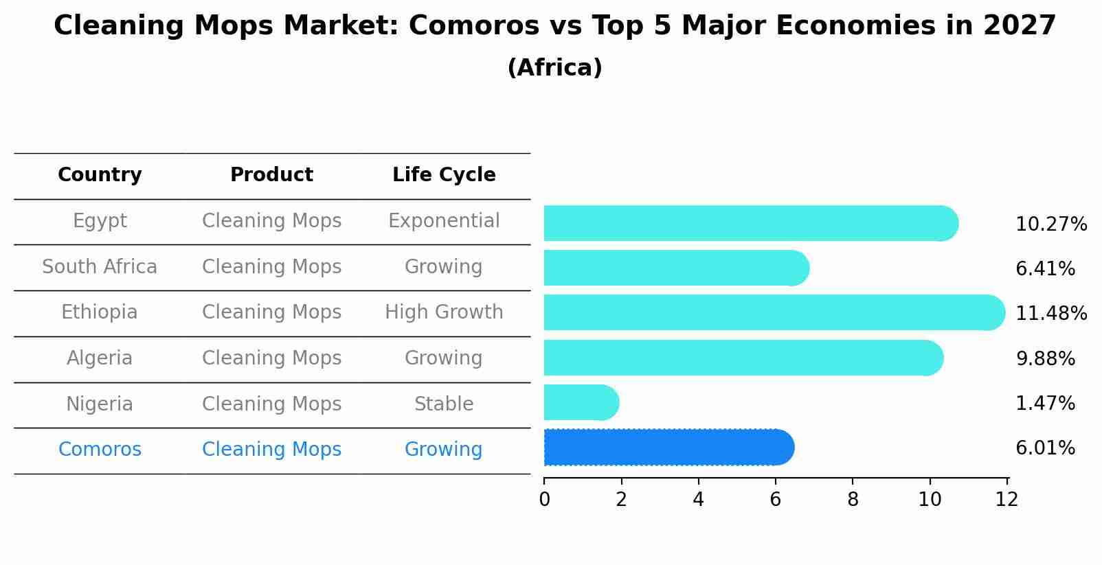 Cleaning Mops Market: Comoros vs Top 5 Major Economies in 2027 (Africa)