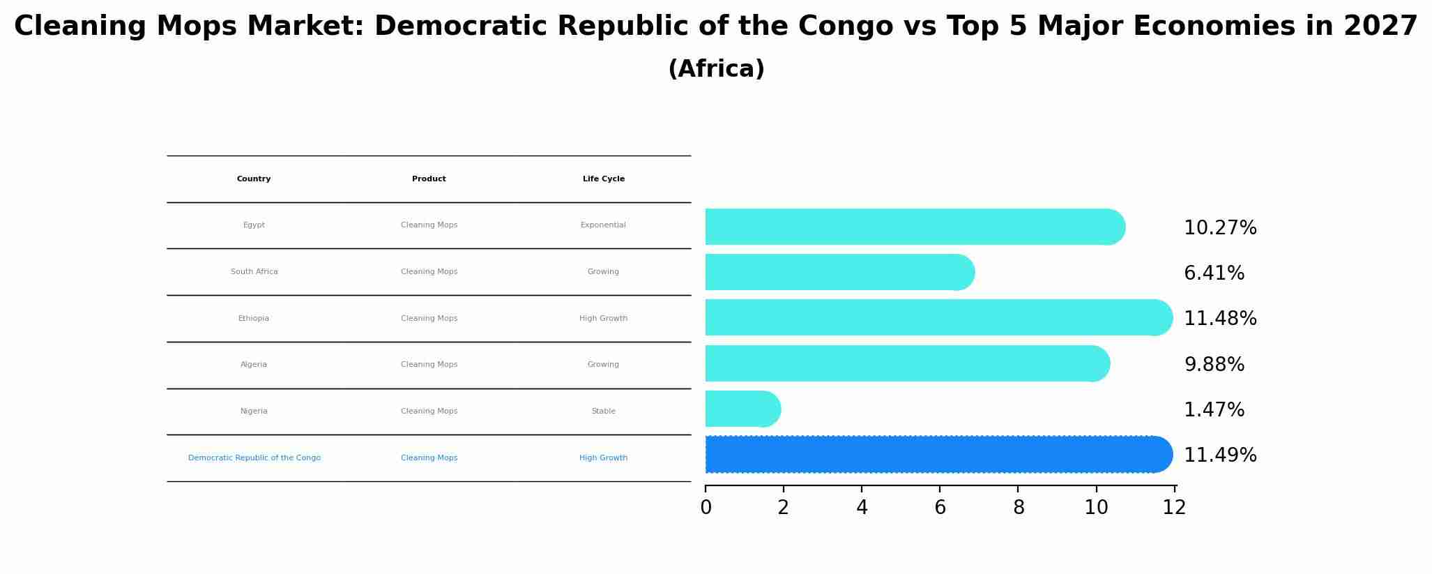 Cleaning Mops Market: Democratic Republic of the Congo vs Top 5 Major Economies in 2027 (Africa)