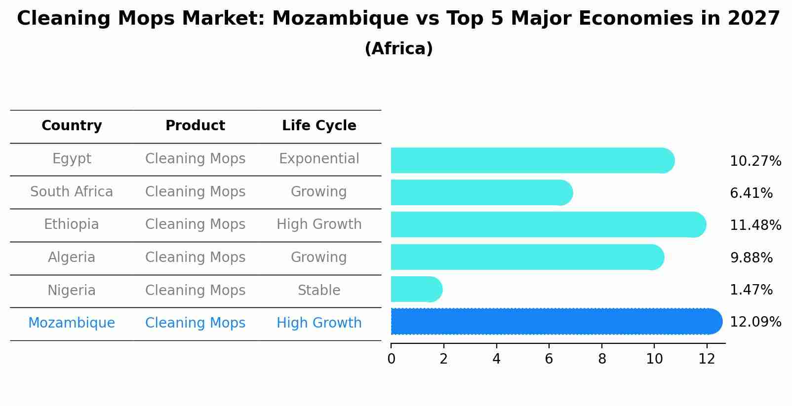 Cleaning Mops Market: Mozambique vs Top 5 Major Economies in 2027 (Africa)