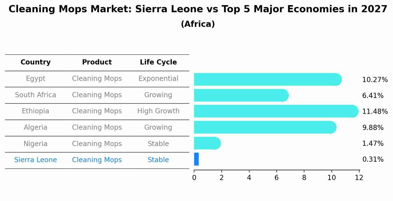 Cleaning Mops Market: Sierra Leone vs Top 5 Major Economies in 2027 (Africa)