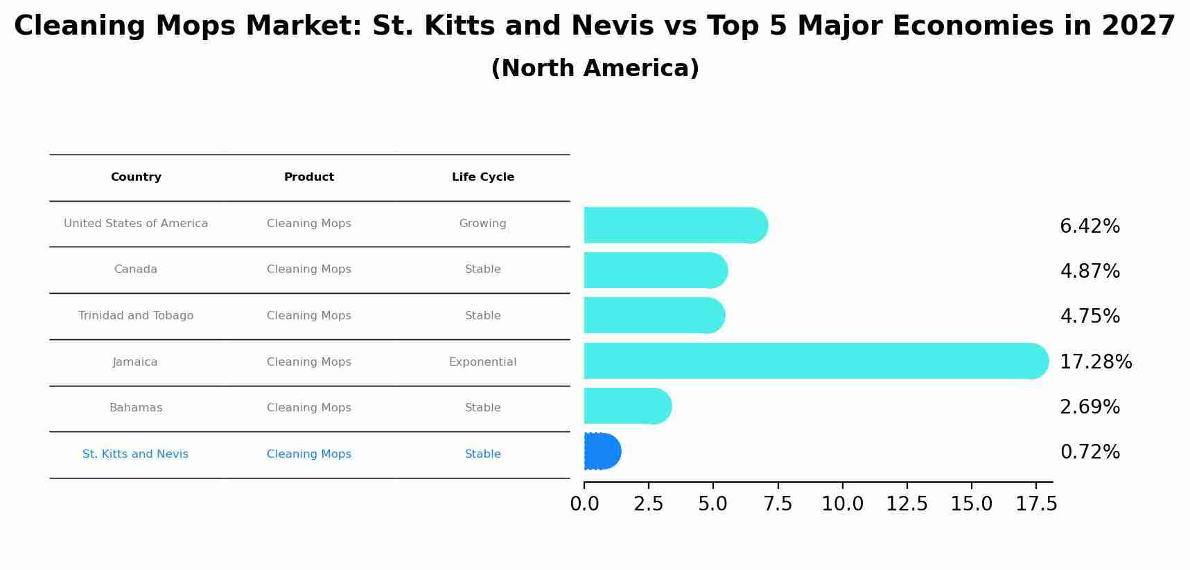 Cleaning Mops Market: St. Kitts and Nevis vs Top 5 Major Economies in 2027 (North America)