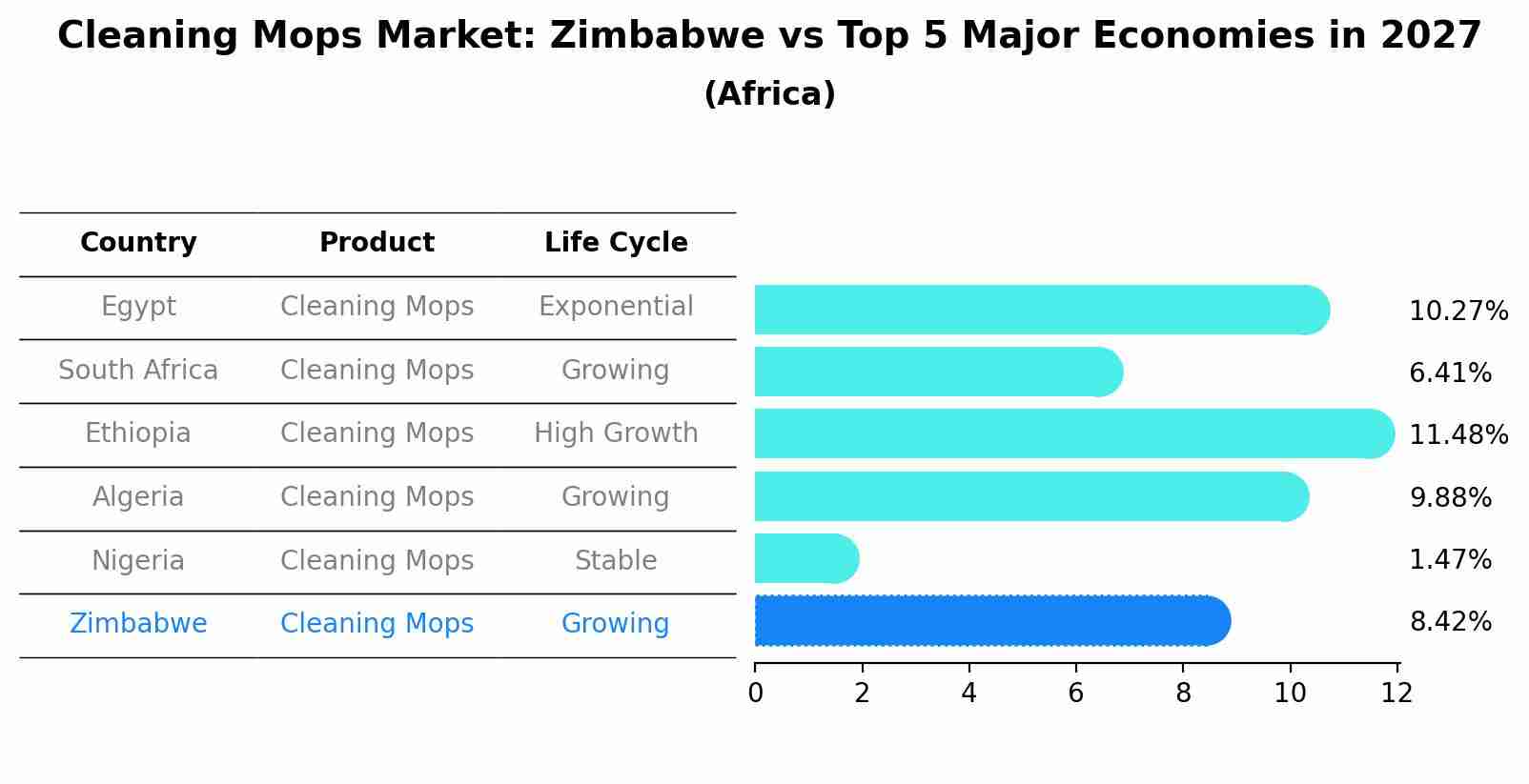 Cleaning Mops Market: Zimbabwe vs Top 5 Major Economies in 2027 (Africa)