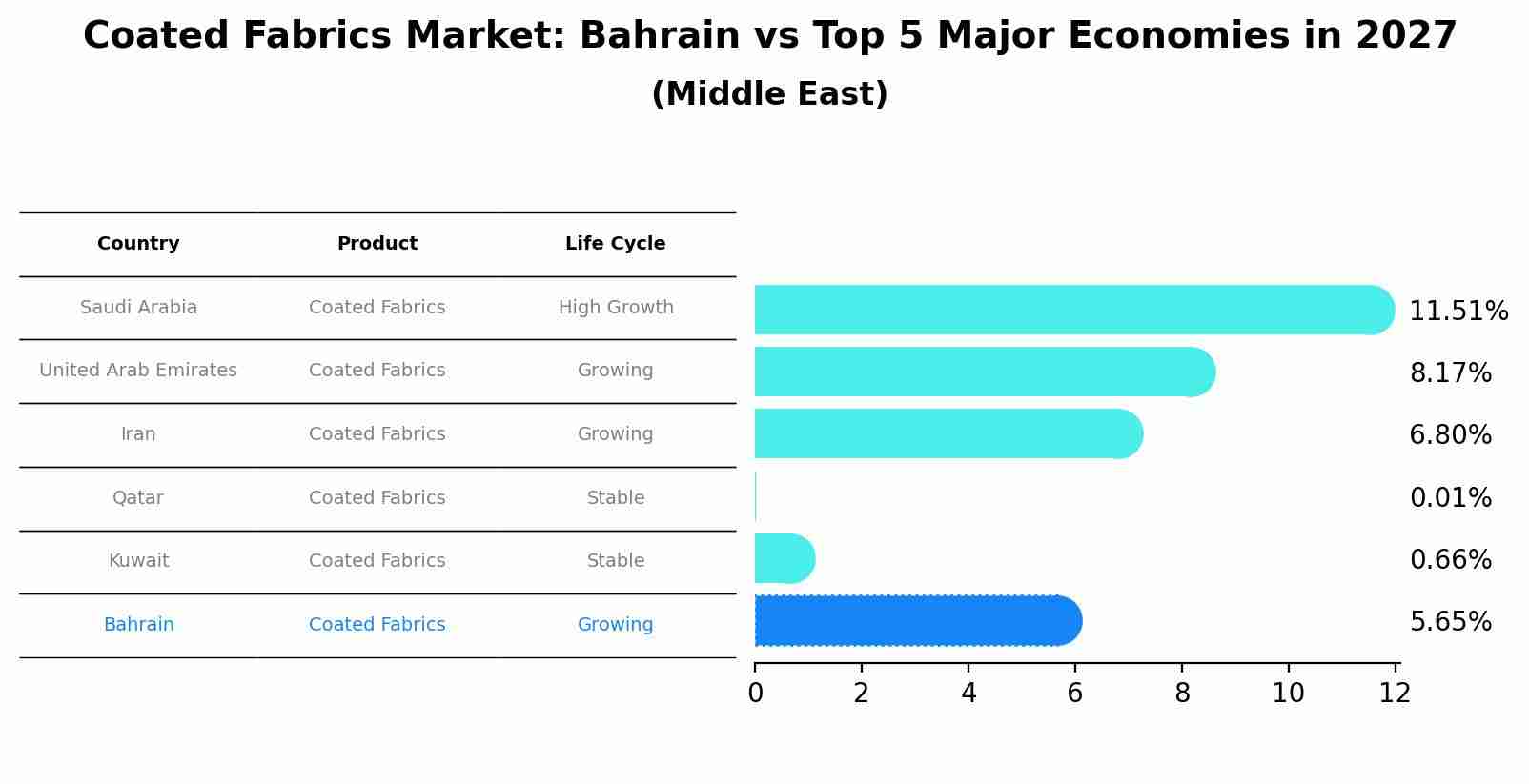 Coated Fabrics Market: Bahrain vs Top 5 Major Economies in 2027 (Middle East)