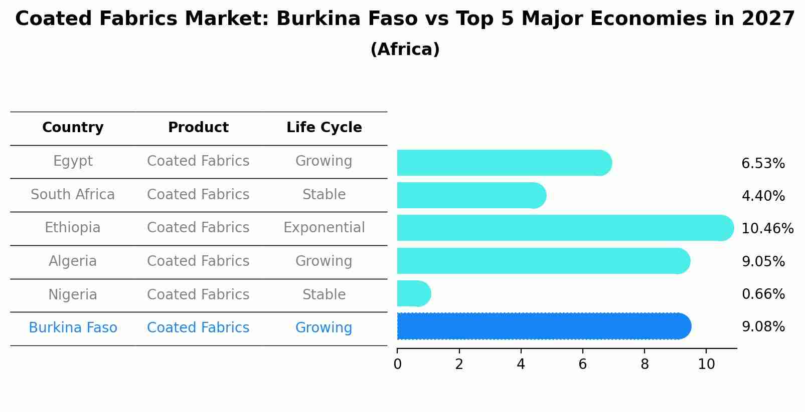 Coated Fabrics Market: Burkina Faso vs Top 5 Major Economies in 2027 (Africa)