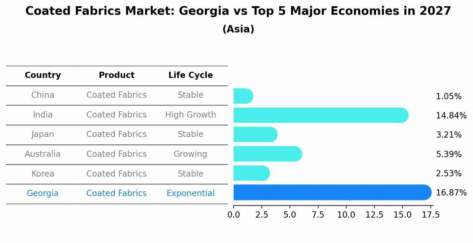 Coated Fabrics Market: Georgia vs Top 5 Major Economies in 2027 (Asia)