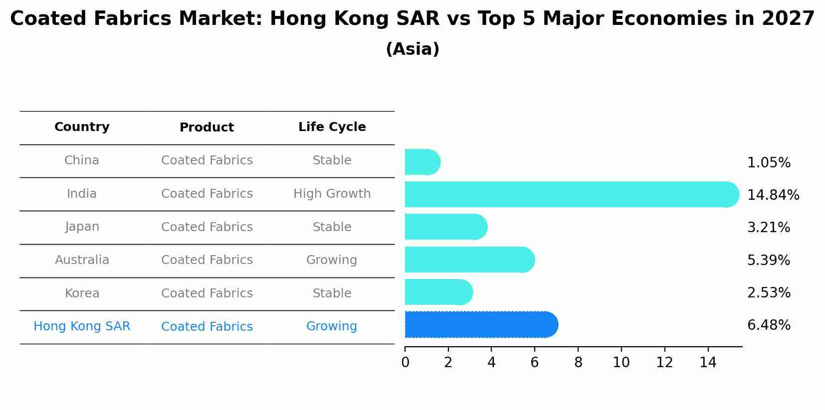 Coated Fabrics Market: Hong Kong SAR vs Top 5 Major Economies in 2027 (Asia)