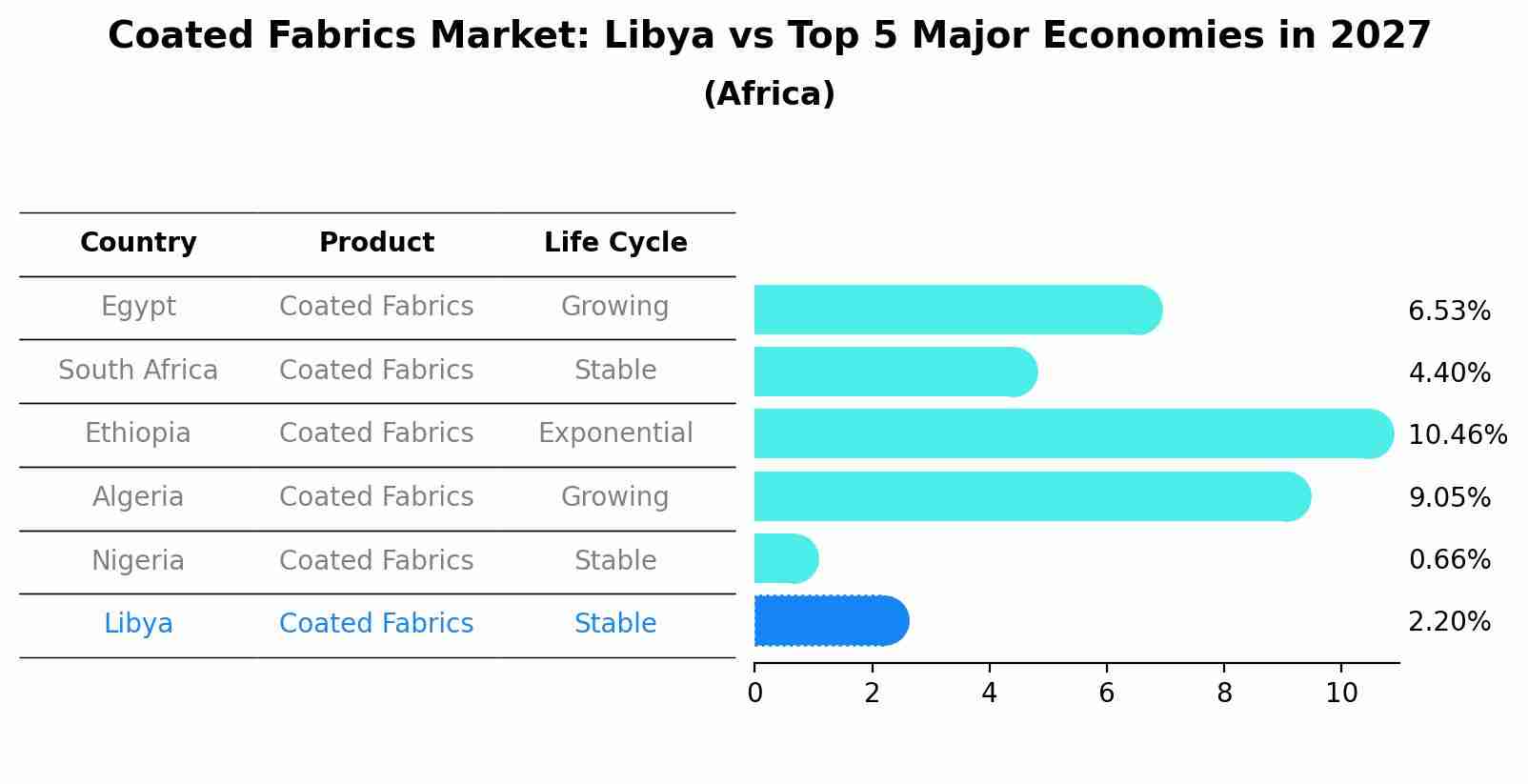 Coated Fabrics Market: Libya vs Top 5 Major Economies in 2027 (Africa)