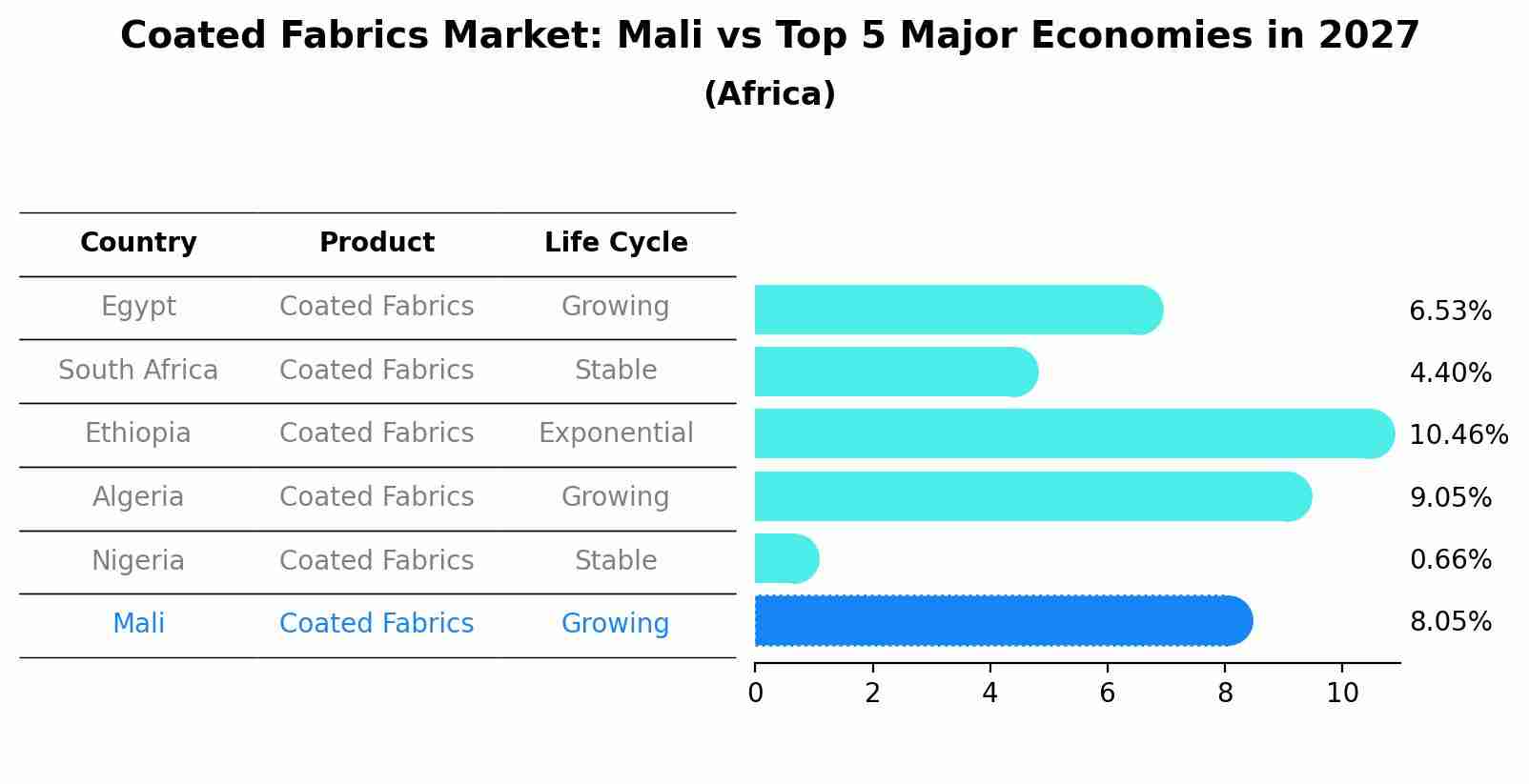 Coated Fabrics Market: Mali vs Top 5 Major Economies in 2027 (Africa)