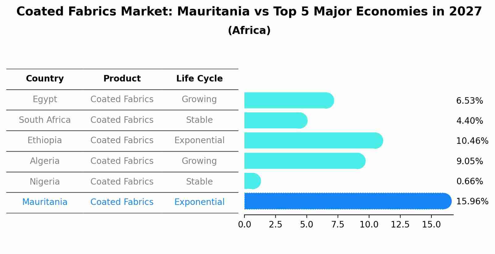 Coated Fabrics Market: Mauritania vs Top 5 Major Economies in 2027 (Africa)